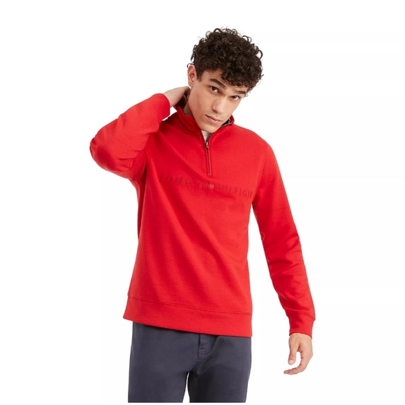 Tommy Hilfiger Red Quarter-Zip Sweater - Picture 2 of 13